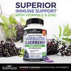 Elderberry Capsules with Zinc and Vitamin C for Adults, 120 Count | Immune Support Supplement for Women and Men, Black Sambucus Elderberry with Vitamin C and Zinc, Immune Defense Multiminerals
