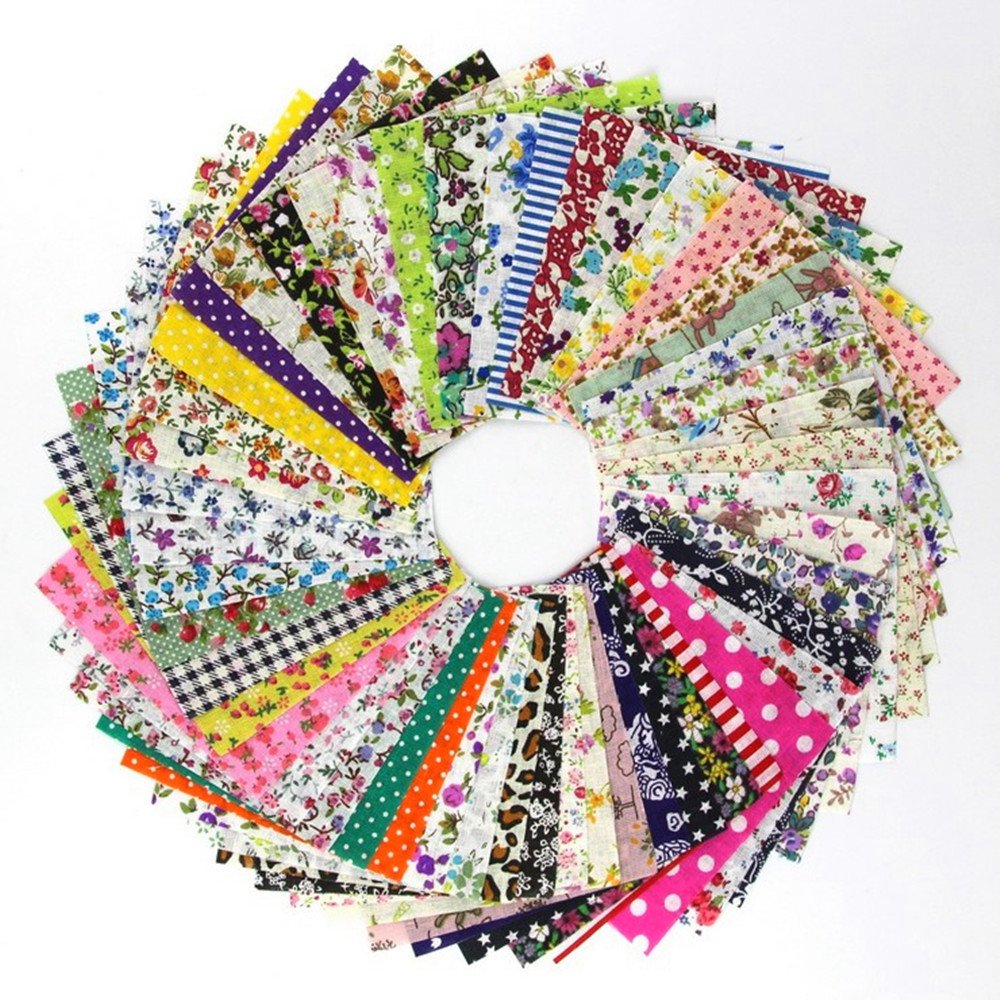 60 Pcs 4" x 4"(10cm x 10cm) Assorted Craft Fabric Bundle Squares Patchwork