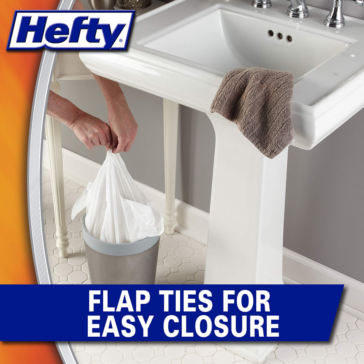 Hefty Small Trash Bags, Flap Tie, Lavender & Sweet Vanilla Scent, 4 Gallon, 26 Count