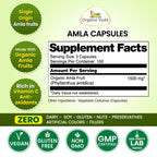 Organic Veda Amla Capsules - 1500mg, 300 Capsules - Natural Vitamin C Supplement with Antioxidants, Polyphenol for Immunity, Skin Glow & Hair Growth - Single Origin Premium Organic Amla Fruit Powder