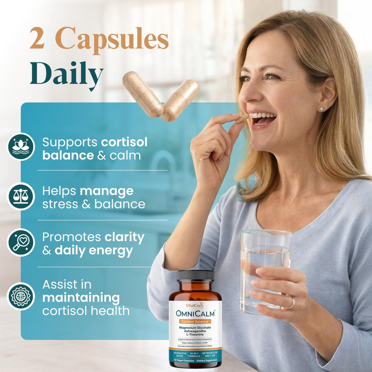 OmniCalm Cortisol Reducer & Manager Supplement for Women and Men