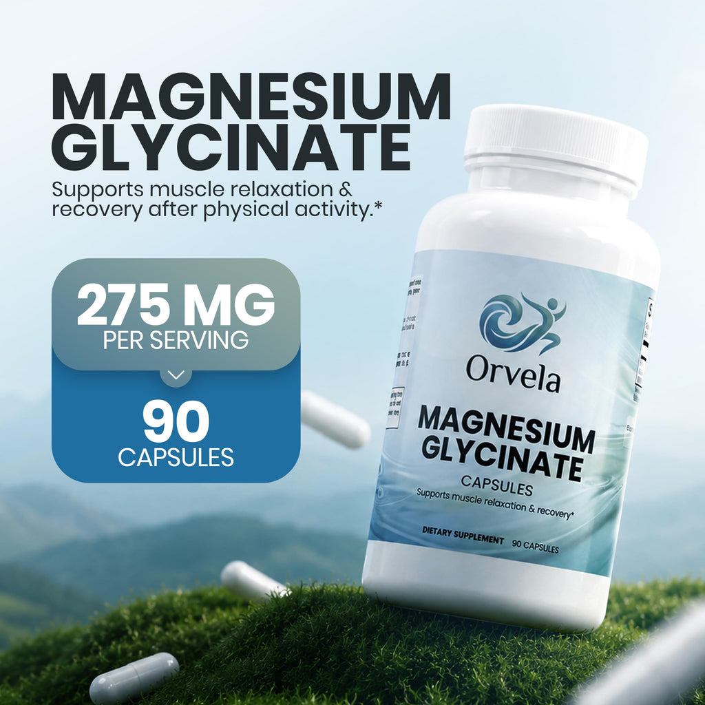 Magnesium Glycinate 275mg - Supports Muscle Relaxation - High Absorption Formula - 90 Capsules
