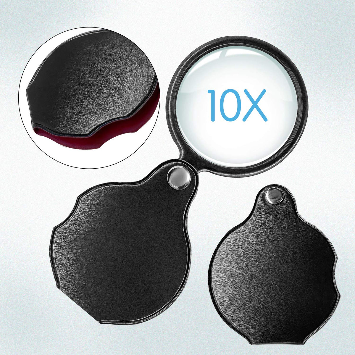 Wapodeai 2pcs 10x Small Pocket Magnify Glass