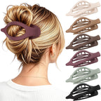 4 PCS Large Flat Hair Clips for Women Girls, French Concord Lay Down Claw Clips for Thick Thin Hair, Comfortable Curved Flat Clip, Leopard Print Stylish Strong Hold Hair Accessories, Tortoise