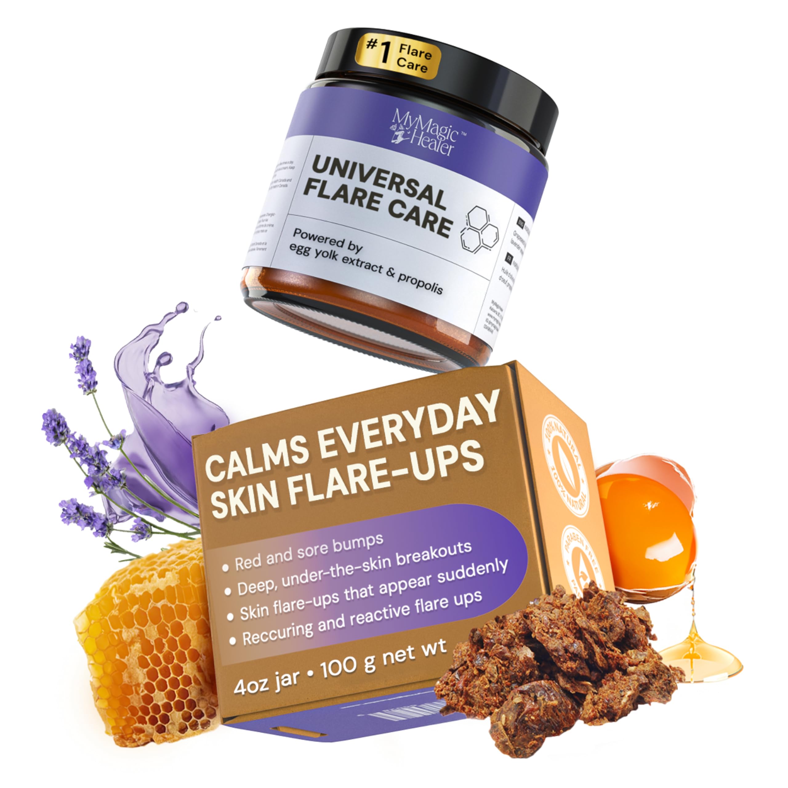 MyMagicHealer Universal Flare Care – Solution for Everyday Skin Flare-Ups | Drawing Salve for Boils & Cysts, Hidradenitis Suppurativa, Folliculitis | Irritated Skin and Chafing Relief 1 oz