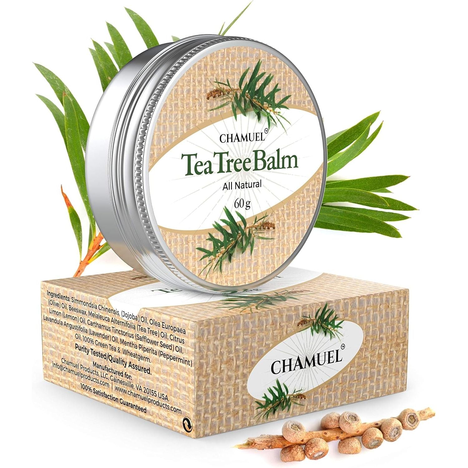 Buy now Chamuel Tea Tree Oil Balm - All Natural | Great Cream for Soothing Eczema, Psoriasis, Rashes, Jock Itch, Insect Bites, Folliculitis, Acne, Itches, Cracked Heels, Cuticles, Saddle Sores & more! at indiglob india