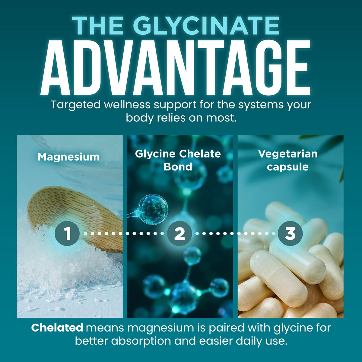 OmniBiotics Magnesium Glycinate Supplement – with 100% Pure Albion TRAACS Bisglycinate Chelate for Sleep, Muscle, Nerve & Heart Health – 120 Vegan Capsules