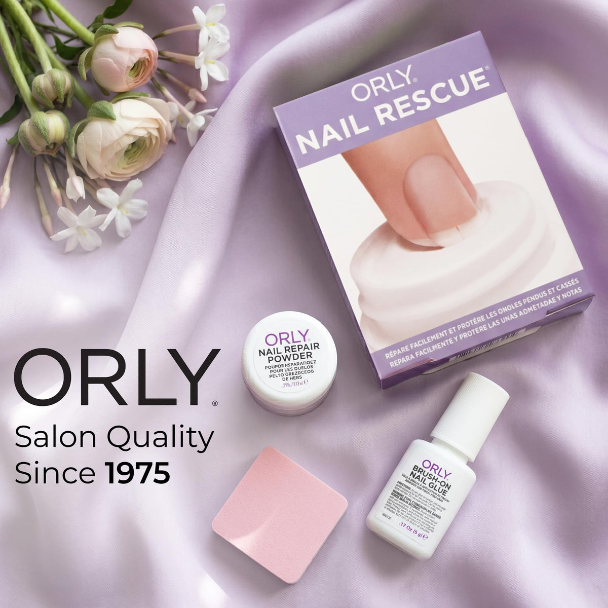 ORLY Nail Rescue Kit | Repairs Cracked, Broken Nails |Compact Kit Containing Brush-on Nail Glue, Nail Repair Powder, Nail Buffer for Flawless Nails | Restores Nail’s Natural Shine