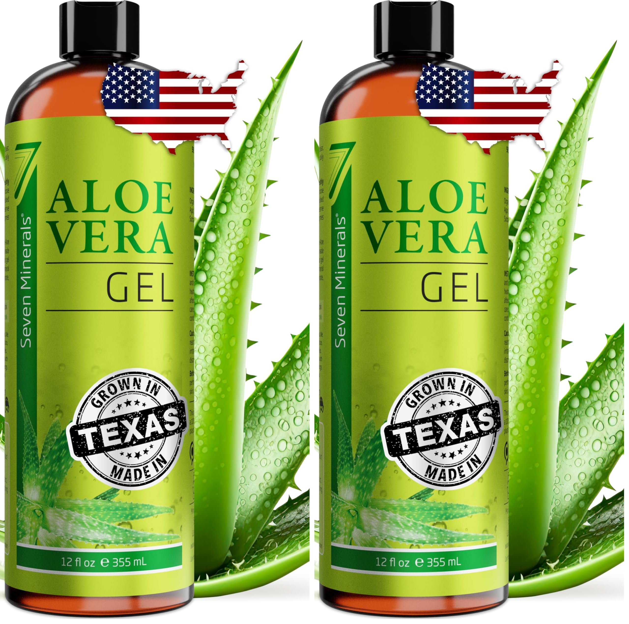 Buy now Seven Minerals, Travel Size Organic Aloe Vera Gel from freshly cut 100% Pure Aloe - 2 Fl Oz - HighestQuality, Texas grown, Vegan, Unscented - For Face, Skin, Hair, Sunburn relief (2 Fl Oz) at indiglob india