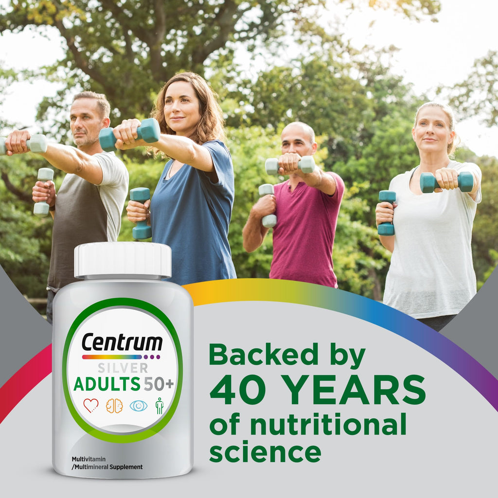 Centrum Silver Multivitamin for Adults 50 and Over, 125 Tablets | Contains Vitamin D3, B Vitamins, Clinically Proven to Support Memory as You Age, GLP-1 Support