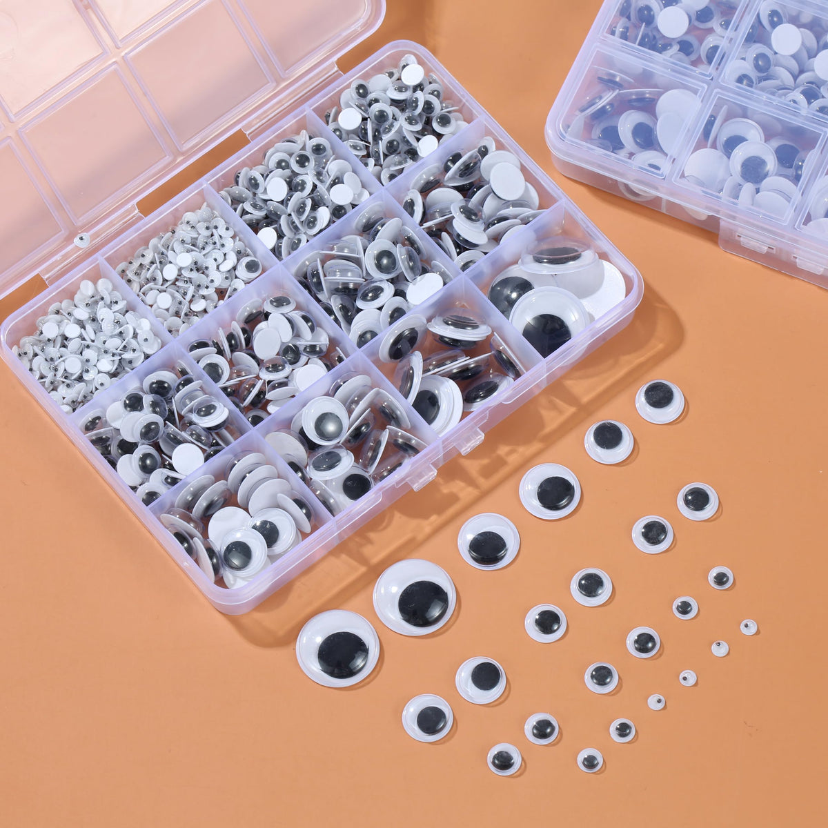 Bflaae 764pcs Black Wiggle Googly Eyes Self Adhesive, 4mm 6mm 8mm 10mm 12mm 15mm 20mm Large and Small Googly Eyes for Crafts