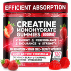 Creatine Monohydrate Gummies 5000MG, Creatine Gummy for Men & Women 120Ct | Pre-Workout for Adults, Creatine Gummy with L-Taurine, BCAA 2:1, B12/6 for Muscle Support, Enhance Strength, Energy Boost