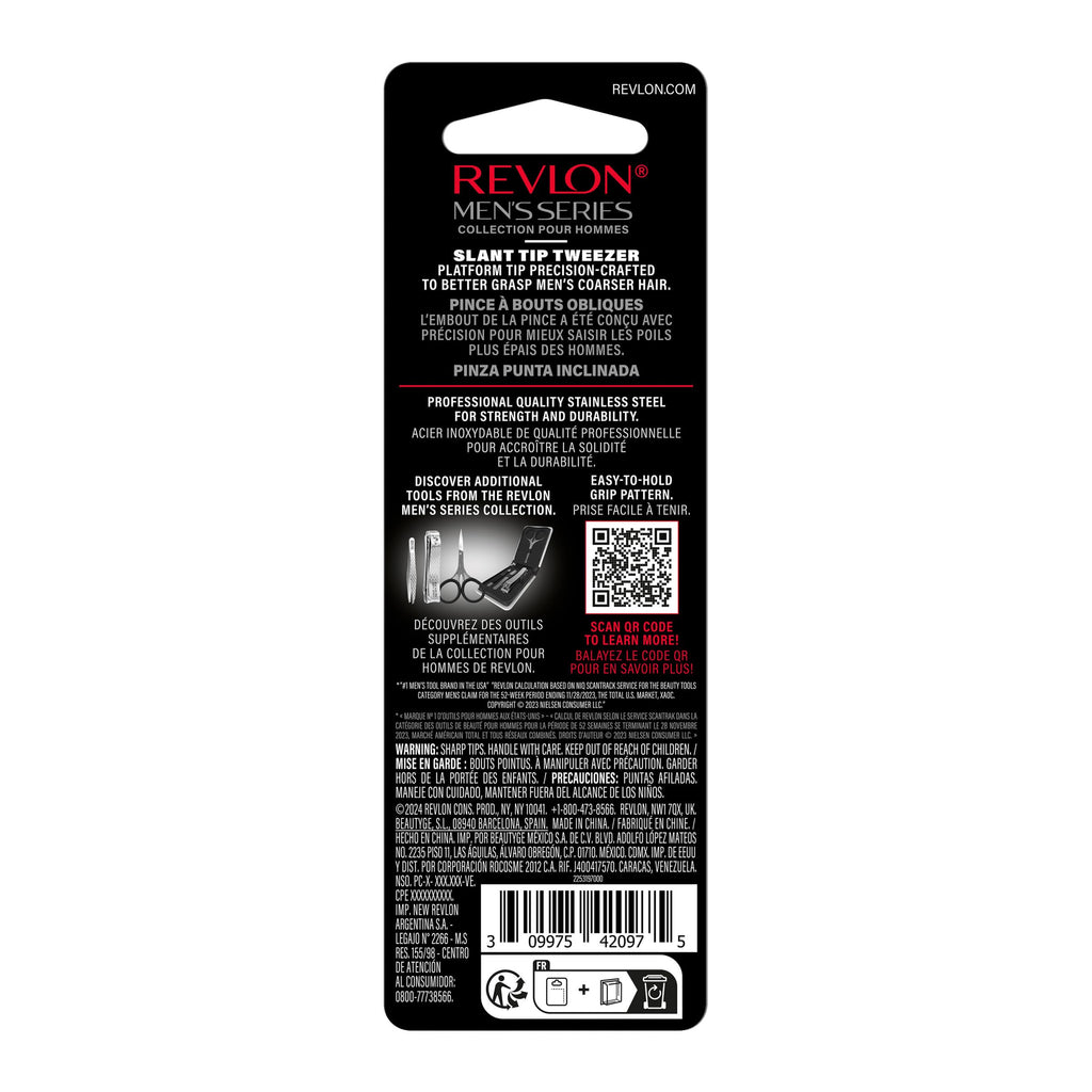 Buy now Revlon Slanted Tip Tweezers for Men, Ultra-Sharp for Precision Eyebrow Shaping and Facial Hair Removal, Larger Non-Slip Grip, Stainless Steel, 1 count at indiglob india