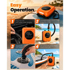 12V Car-Powered Paddle Board Pump, Electric SUP Pump with Auto-Off, Dual-Stage Fast Inflation to 20 PSI, Inflate/Deflate Air Pump with 7 Nozzles for Paddle Boards, Kayaks & Inflatables