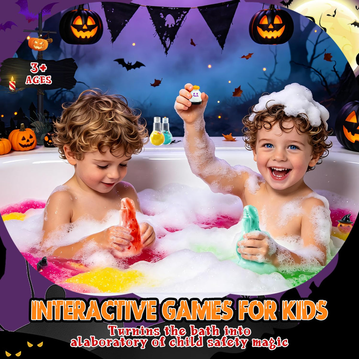 Halloween Bath Bombs Potion Kits for Kids with Toys Inside 4 Pcs Boo Basket