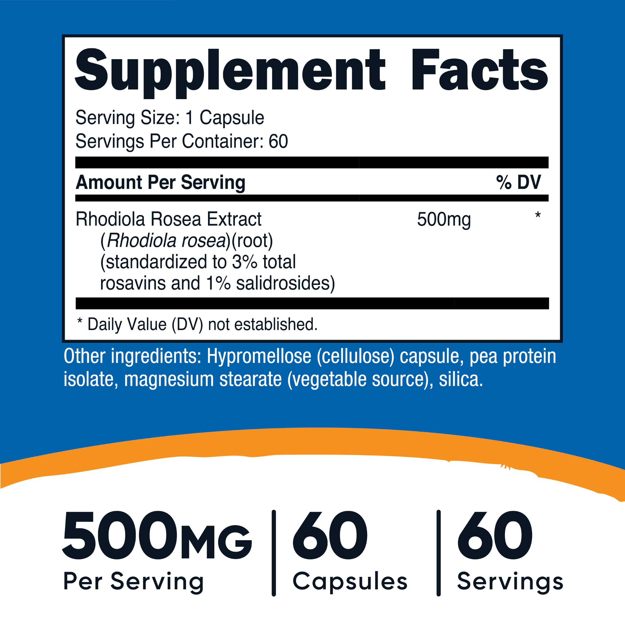 Nutricost Rhodiola Rosea 500mg, 60 Vegetarian Capsules, Gluten-Free | GMO-Free Rhodiola Rosea Supplement