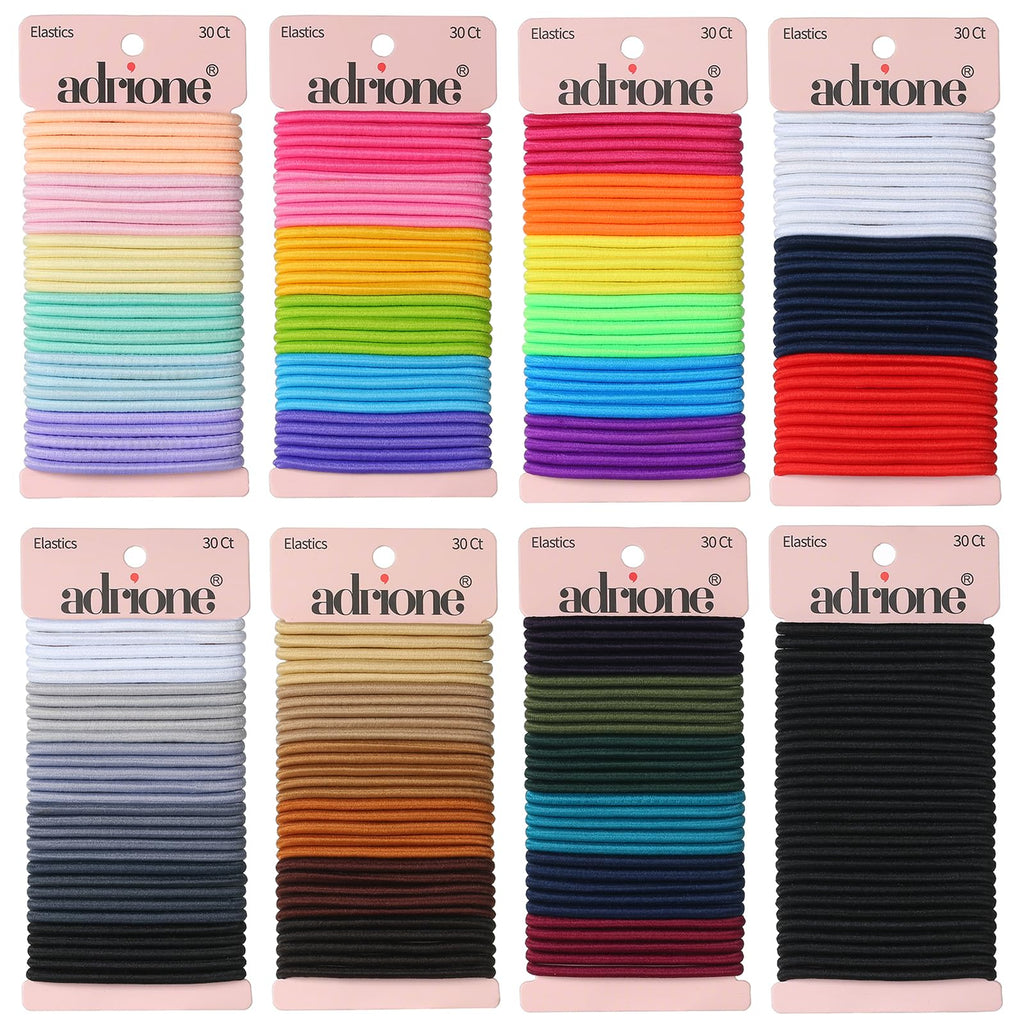 ADRIONE Colorful Hair Ties for Women, Girls & Kids 288 Bulk Pack, 4MM Ponytail Holders Hair Elastic Bands for Thick, Medium, Thin, Fine, Short Hair Rubber Bands No Damage Non Slip (40 Assorted Colors)