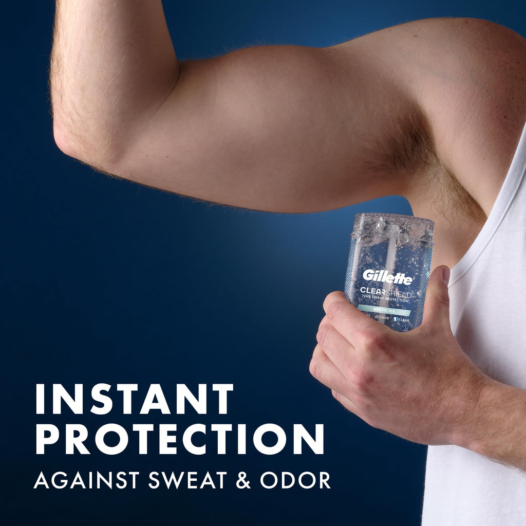 Gillette Antiperspirant and Deodorant for Men, 72hr Sweat & Odor Protection, Long Lasting Freshness, Anti-White Mark Technology, Clear Gel, Arctic Ice Scent, 3.8 oz (Pack of 2)