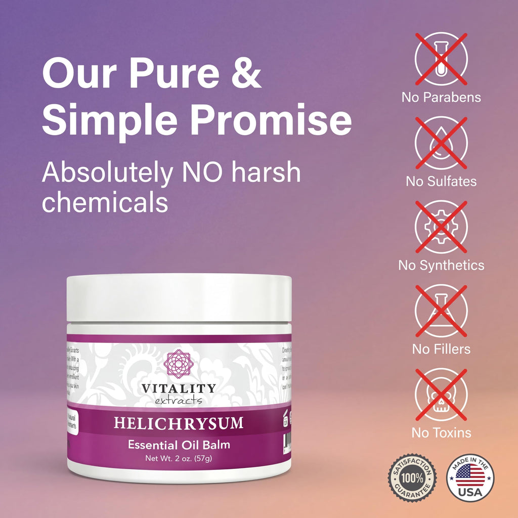 Vitality Extracts Helichrysum Balm - 2oz, Helichrysum Gymnocephalum, Beeswax, Almond Oil, Ultra-Moisturizing, Skin Healing, Full Body Hydration