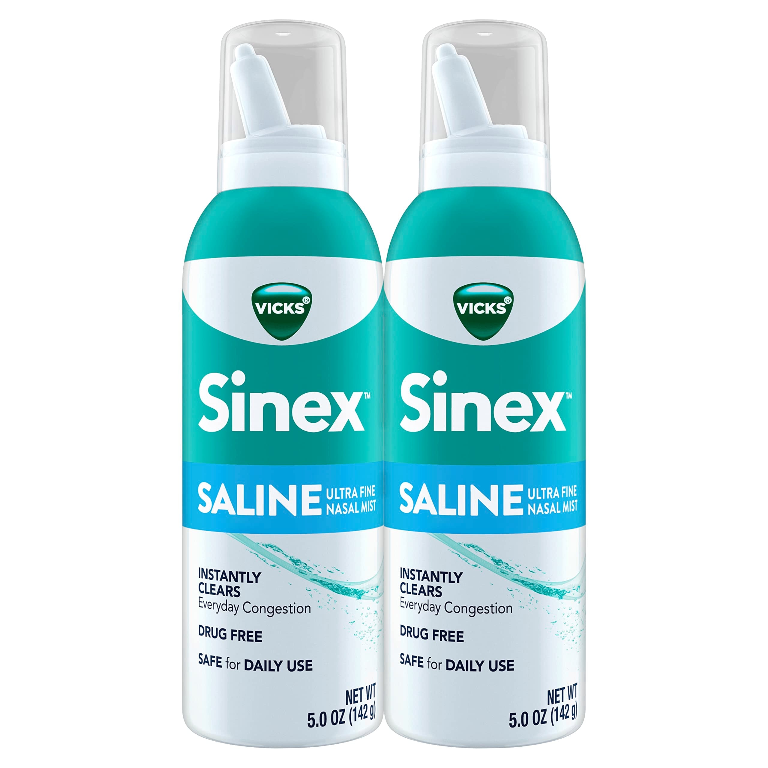 Buy now Vicks Sinex SALINE Nasal Spray, Drug Free Ultra Fine Mist, Clear Everyday Sinus Congestion Fast, Clear Mucus from a Cold or Allergy, Daily Use 5.0 fl oz x 2 at indiglob india