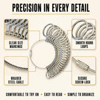 Ring Sizer Measuring Tool Stainless Steel Finger Rings Gauge 0-13 Sizing Measuring with Half Size 27 Pcs