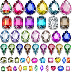 WILLBOND 320 Pcs Sew on Rhinestone Acrylic Crystal Gems Mix Shape Mix Size