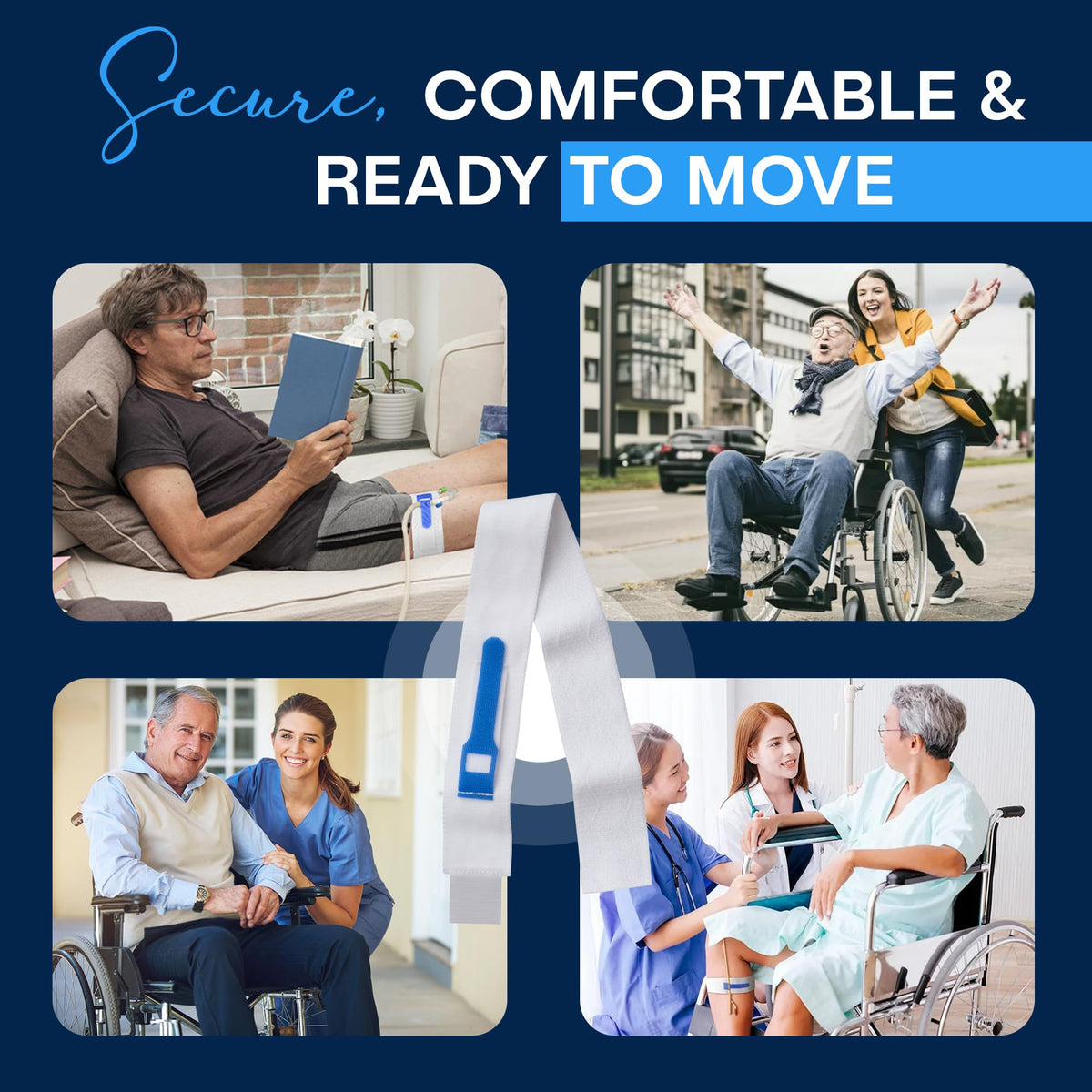 (3-Pack) Foley Catheter Leg Strap for Men and Women – 23" x 2" Adjustable Urinary Drainage Tube Holder with Anti-Slip Silicone Grip – Washable, Reusable Medical Securement Stabilizer”