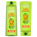 Garnier Fructis Sleek & Shine Shampoo and Conditioner Set for Dry, Frizzy Hair, Up to 72 Hours of Frizz Control, Smooths Flyaways & Boosts Shine, 22 + 21 Fl Oz (Packaging May Vary)