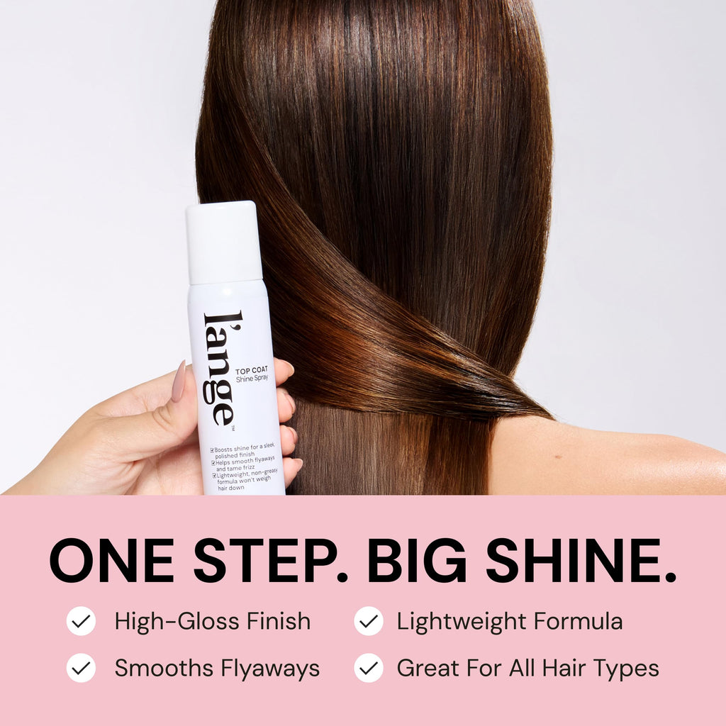 L'ANGE HAIR Top Coat Shine Spray | Hair Gloss Finishing Spray | High-Gloss Finish | Controls Frizz & Flyaways | Ultra-Fine Hydrating Mist | Lightweight, Won't Weigh Hair Down