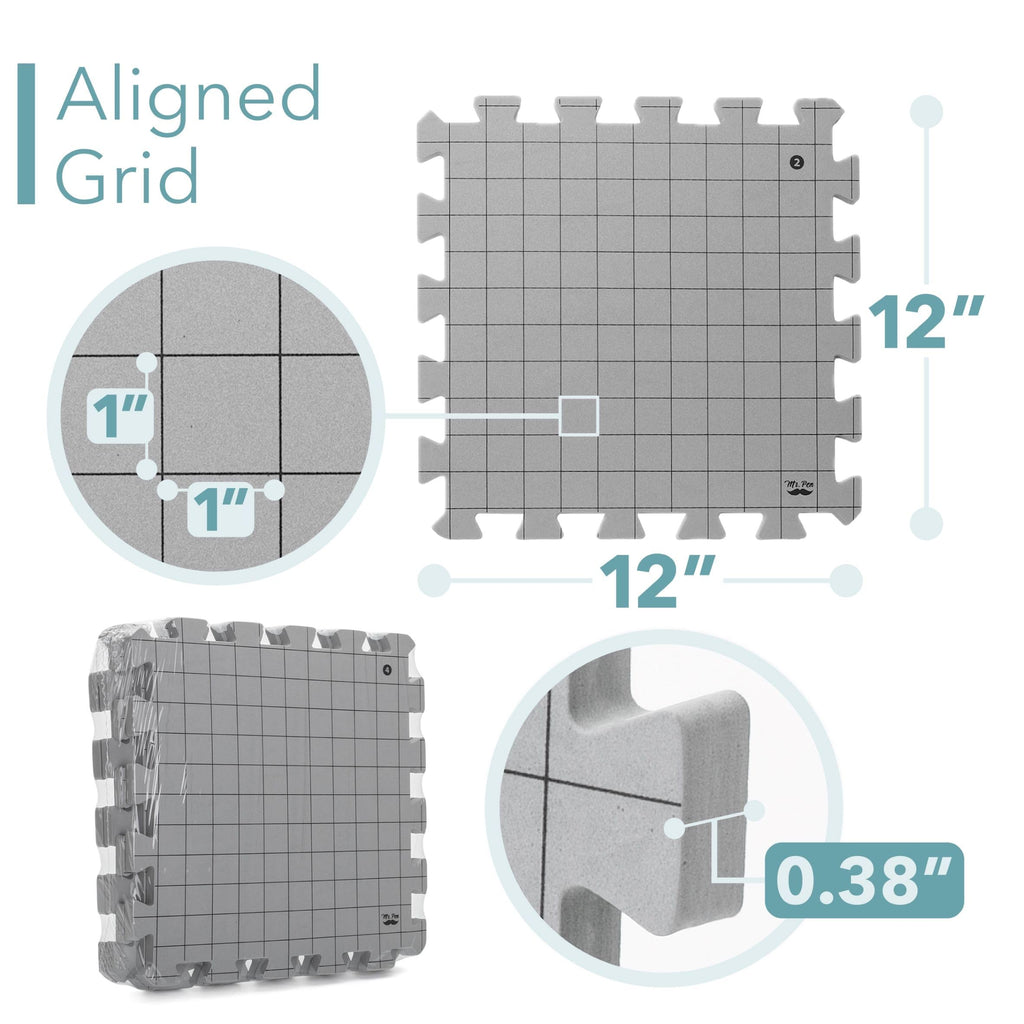 Mr. Pen- Interlocking Blocking Mats, 12” x 12”, 4 Pack with 50 T-Pins