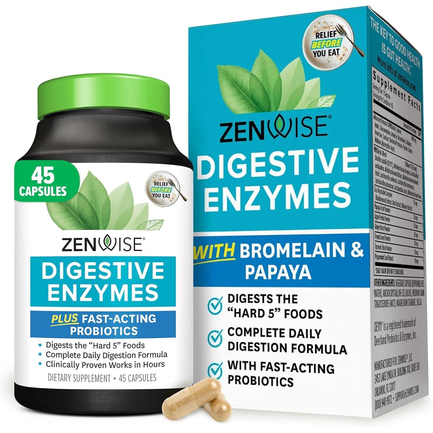 Buy now Zenwise Health Digestive Enzymes for Gut Health & Bloating Relief - Multi Enzymes Digestion Supplement with Probiotics, Bromelain & Papaya for Digestive Health Support - Men & Women - 180 Count 45 Count (Pack of 1) at indiglob india