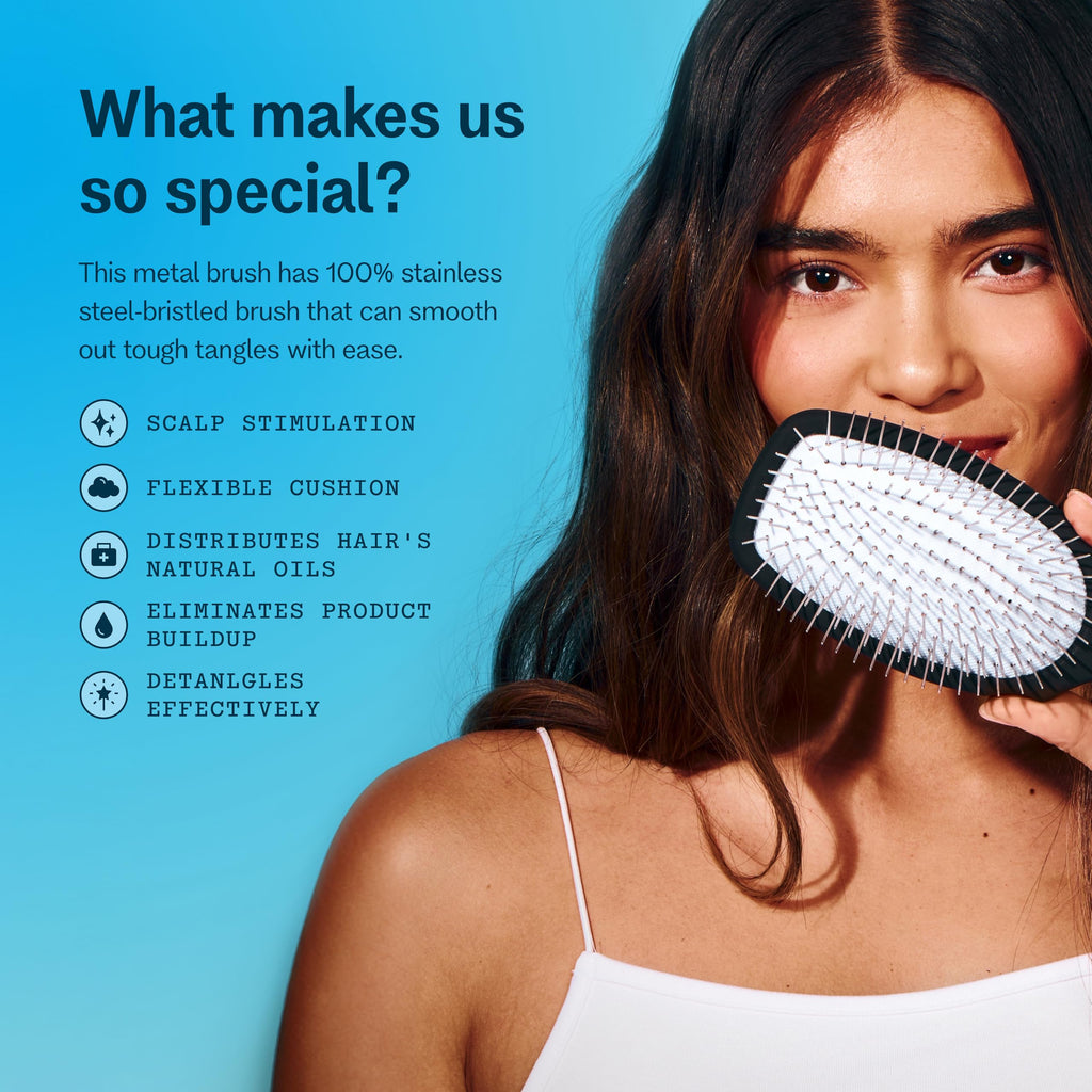 Gimme Beauty Metal Bristle Brush, Stainless Steel Bristles