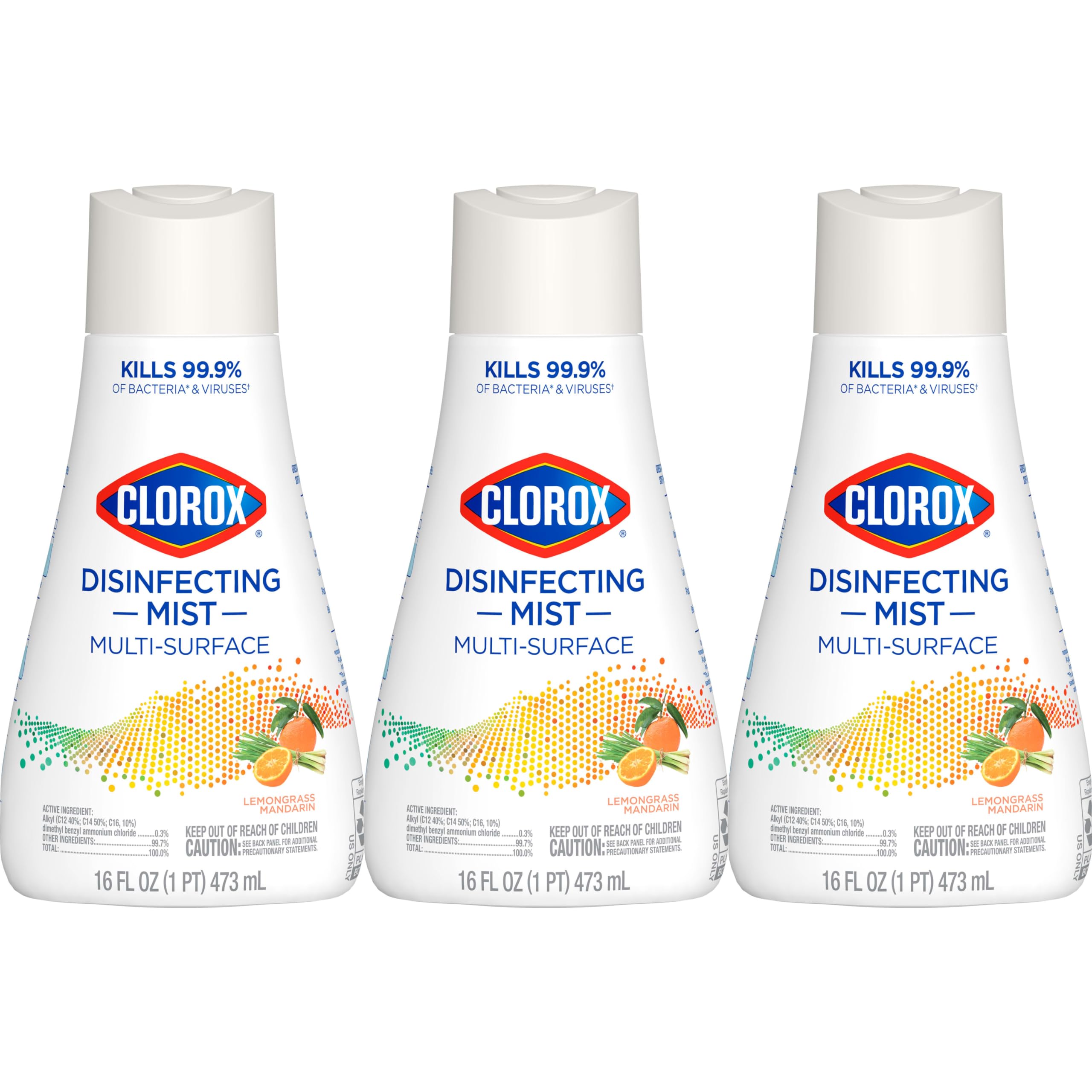 Buy now Clorox Disinfecting Mist, Lemongrass Mandarin, Household Essentials, 3 Refills, 16 Fl Oz Each at indiglob india