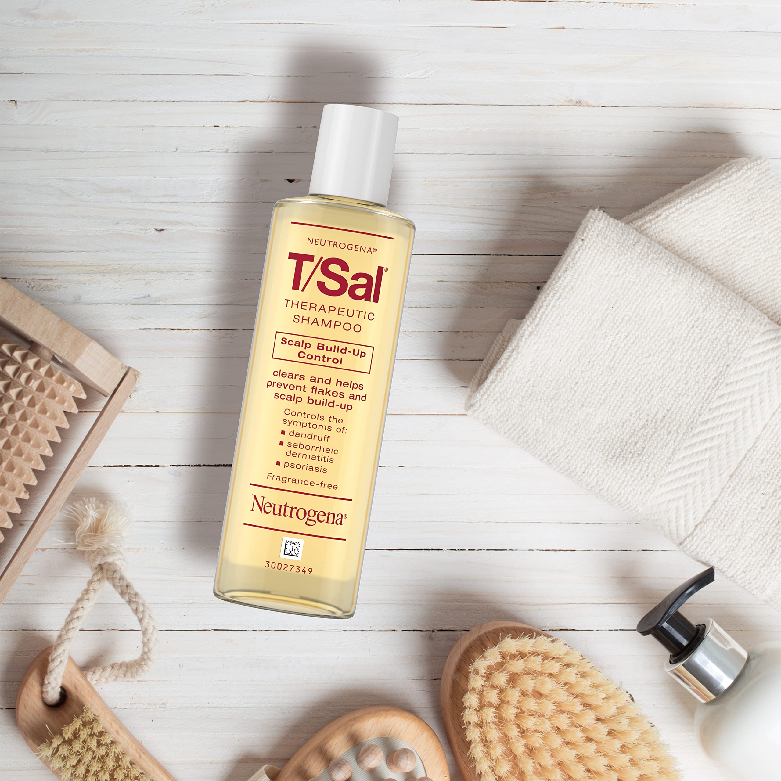 Neutrogena T/Sal Therapeutic Dandruff Shampoo, Scalp Build-Up Control, 3% Salicylic Acid,Psoriasis Treatment, Seborrheic Dermatitis Shampoo, Clears Flakes, Fragrance Free, 4.5 fl oz