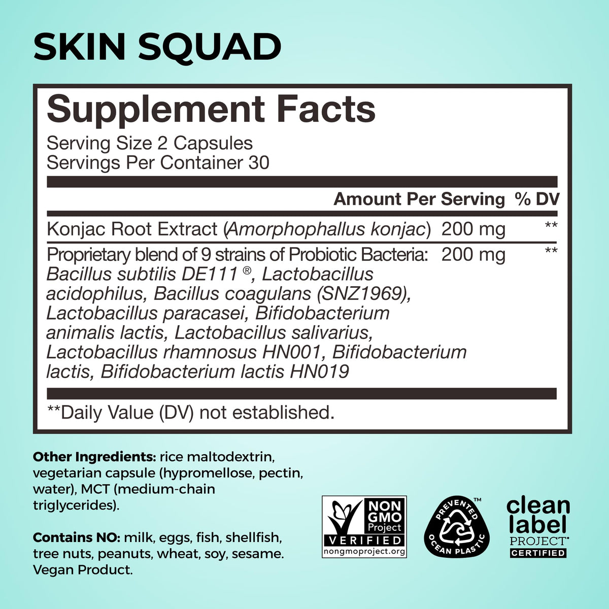 HUM Skin Squad Probiotic & Prebiotic, Skin & Gut Health Support, 60 Count