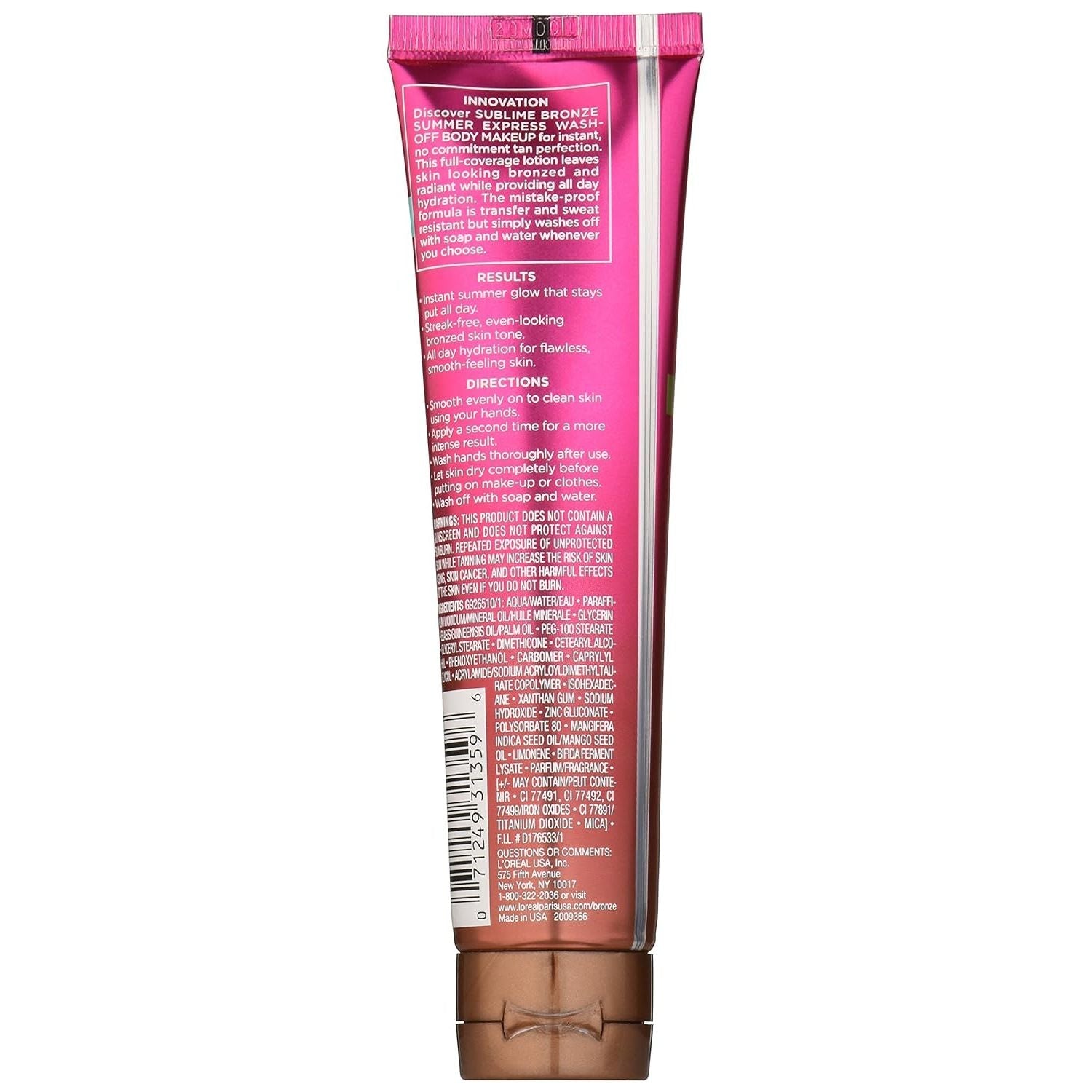 Buy now L'OrÃ©al Paris Sublime Bronze Summer Express Body Makeup Lotion, Medium, 3.55 fl. oz. at indiglob india