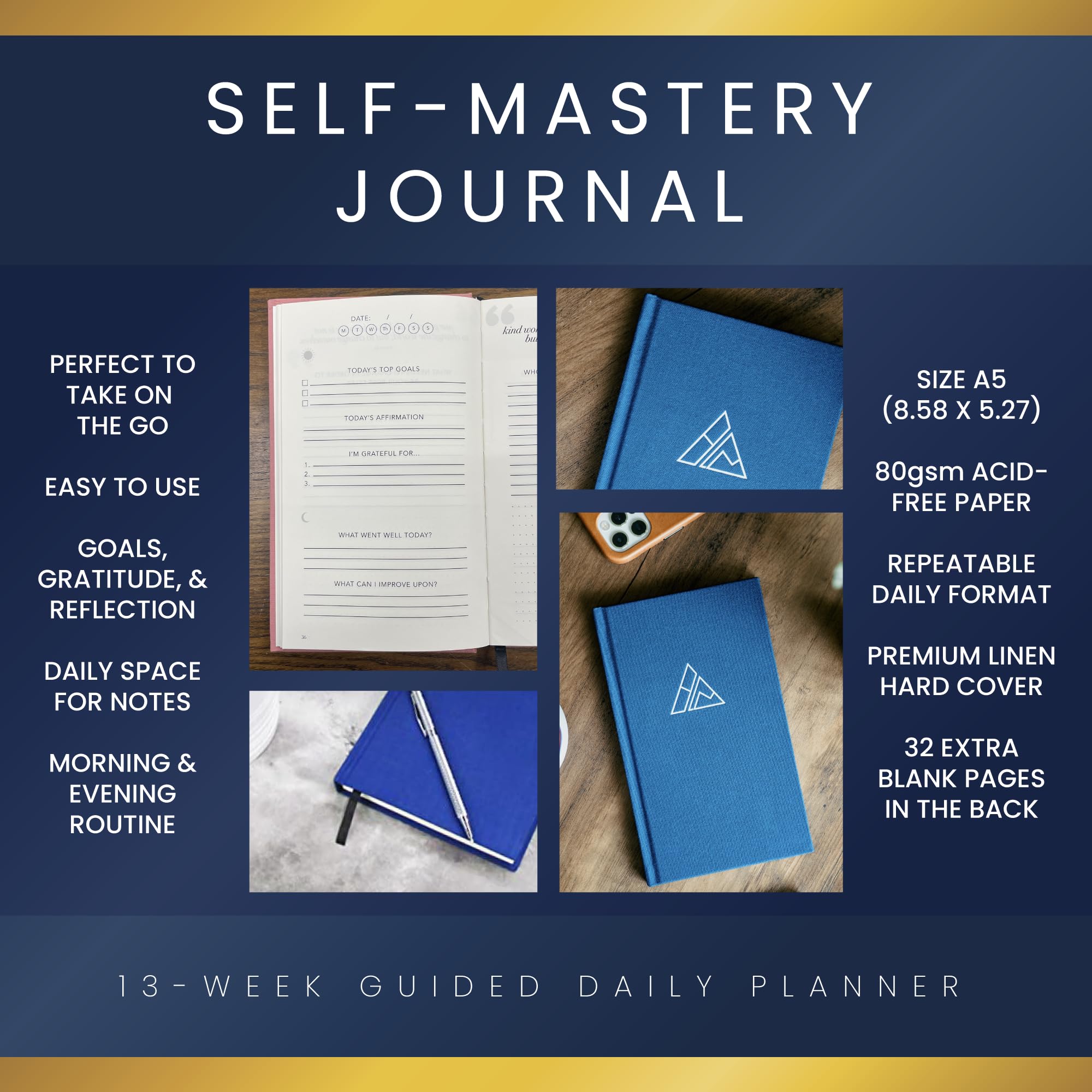 Buy now Self-Mastery Journal for Men - Gratitude Journals â€“ 5 Minute Journal - Reflection Manifestation Journals for Mindfulness â€“ Self Care Journal â€“ Goal / Guided Gratitude Journal for Women & Men at indiglob india