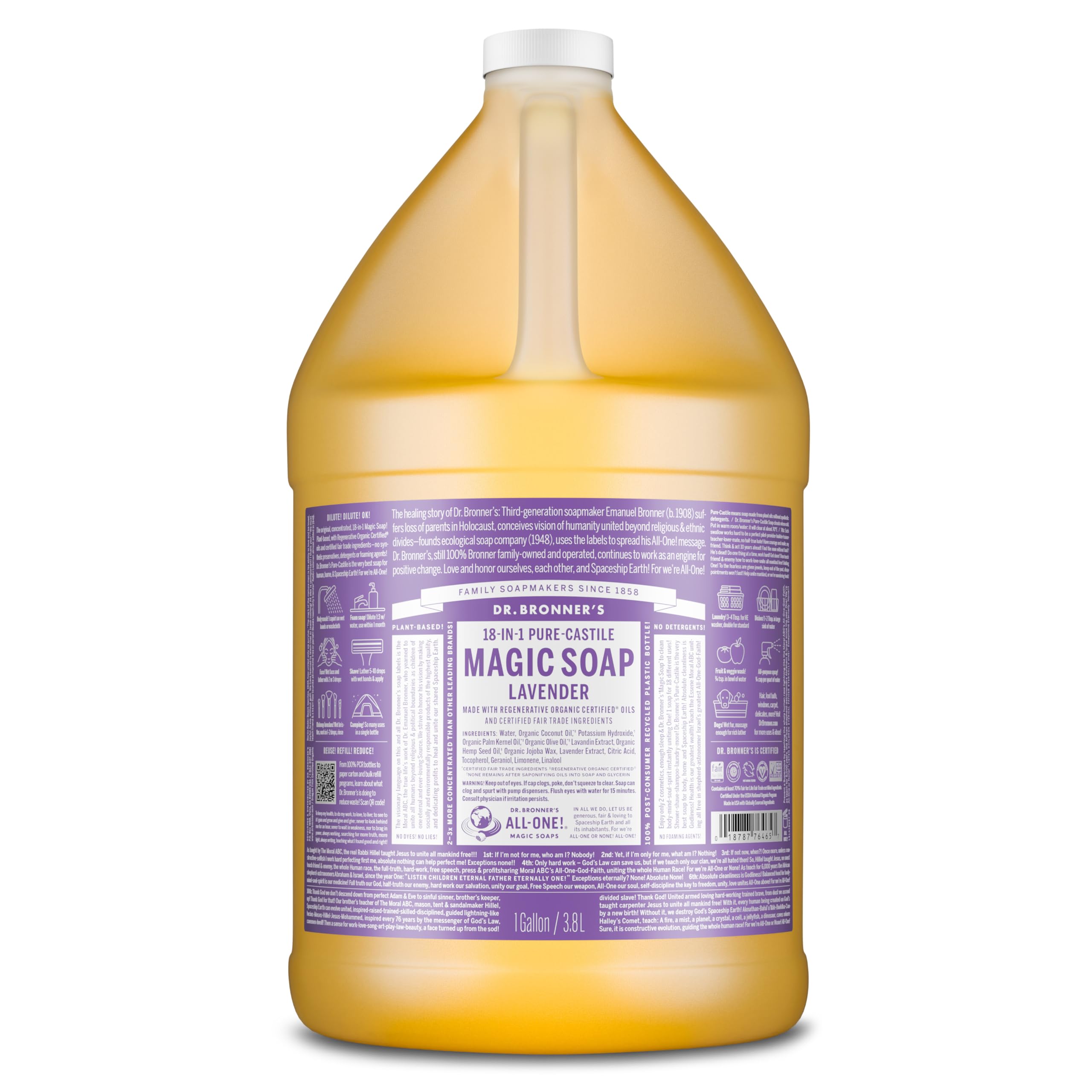 Buy now Dr. Bronner's Magic Soap-Pure-Castile Liquid Soap (Lavender, 8 ounce)-Regenerative Organic Certified Oils, 18-in-1 Uses: Body, Hair, Laundry, Pets & Dishes, Concentrated, Vegan, Non-GMO at indiglob india