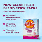 Metamucil Fiber Supplement, Clear Mixing Fiber Powder Stick Packs, Mixed Berry Flavor, On the go, Plant Based Prebiotic Fiber Supplement Blend for Daily Digestive Health, 21 Stick Packs