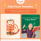 GOJOY NATURALS Kids Focus Gummies – Saffron, Magnesium Glycinate, L-Theanine & Inositol Supplement for Kids & Teens – Focus, Attention & Calm – Vegan, Sugar-Free, Non-GMO