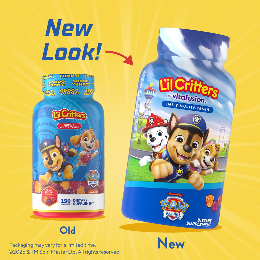 Lil Critters Nickelodeon Paw Patrol Kids Multivitamin Gummies | 60 Count | Gummy with Vitamin A B C D E | Fruit Flavors | 11 Essential Nutrients | Gluten and Dairy Free Children's Daily Supplement