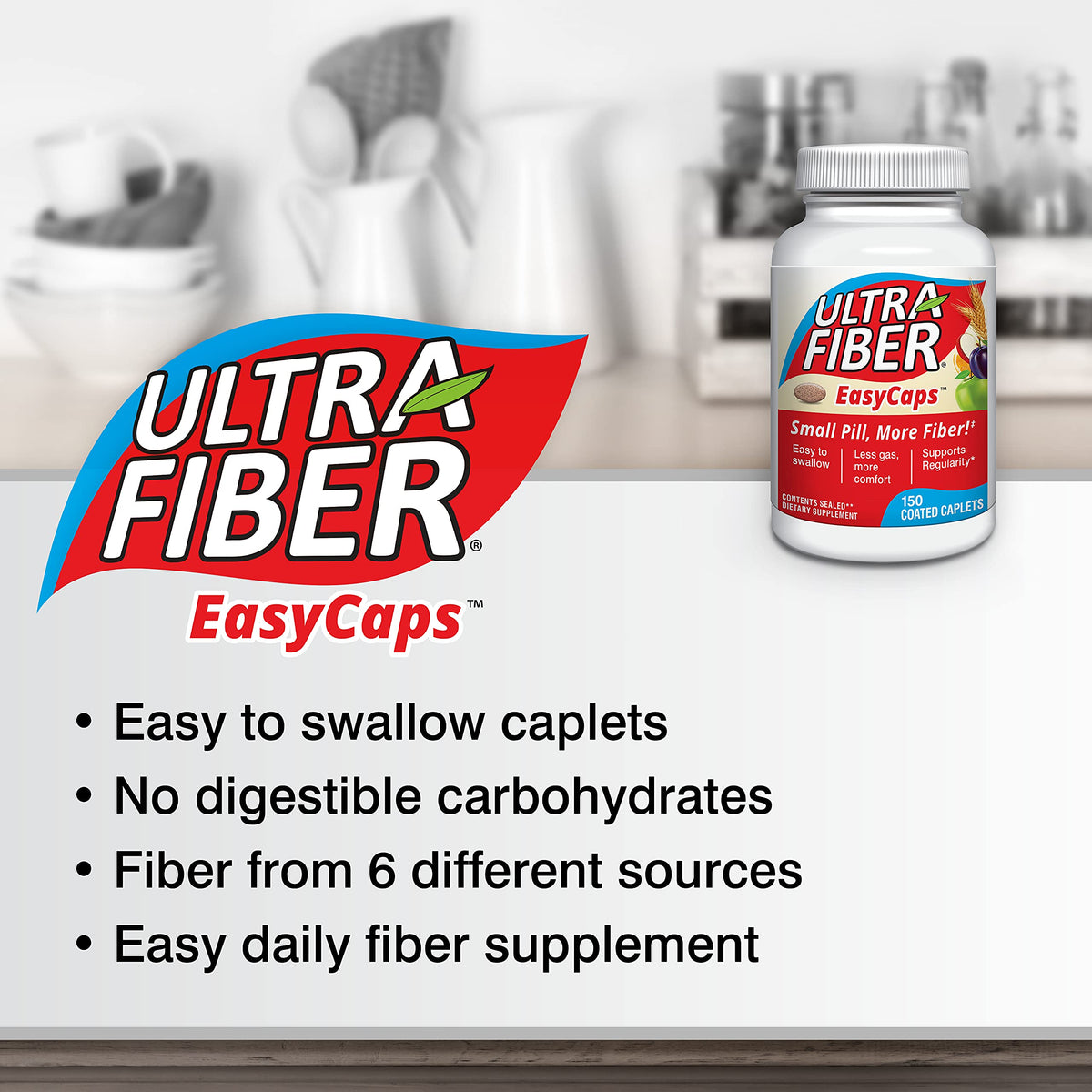 Ultra-Fiber High Fiber Supplement, Soluble & Insoluble Fiber, 150 Count
