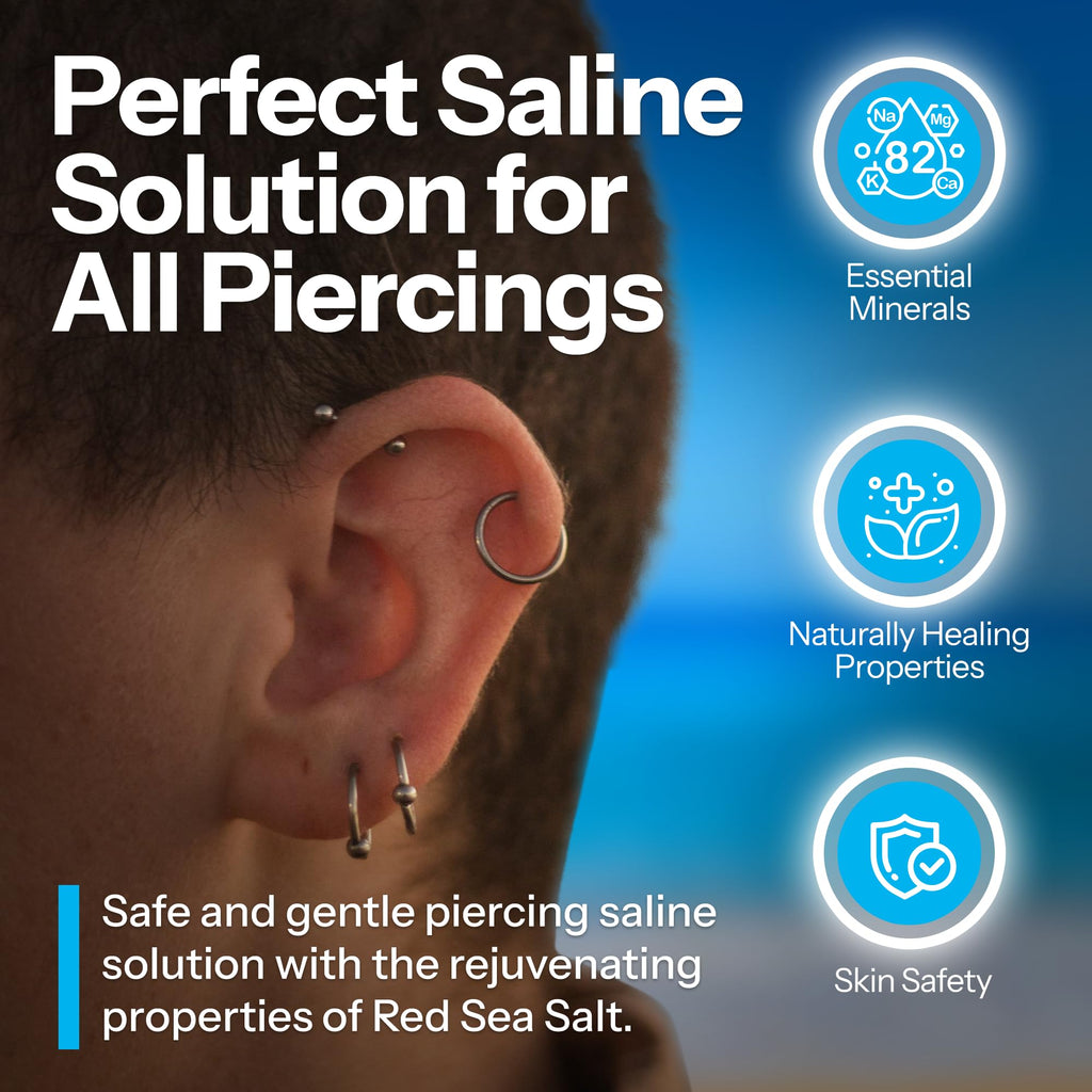 H2Ocean Piercing Aftercare Spray 4oz - Keloid Bump Removal Sea Salt Spray | for Body and Facial Piercings - Ear, Nose, Navel, Oral & Body Piercing Cleaner, Aftercare Solution for New Piercings