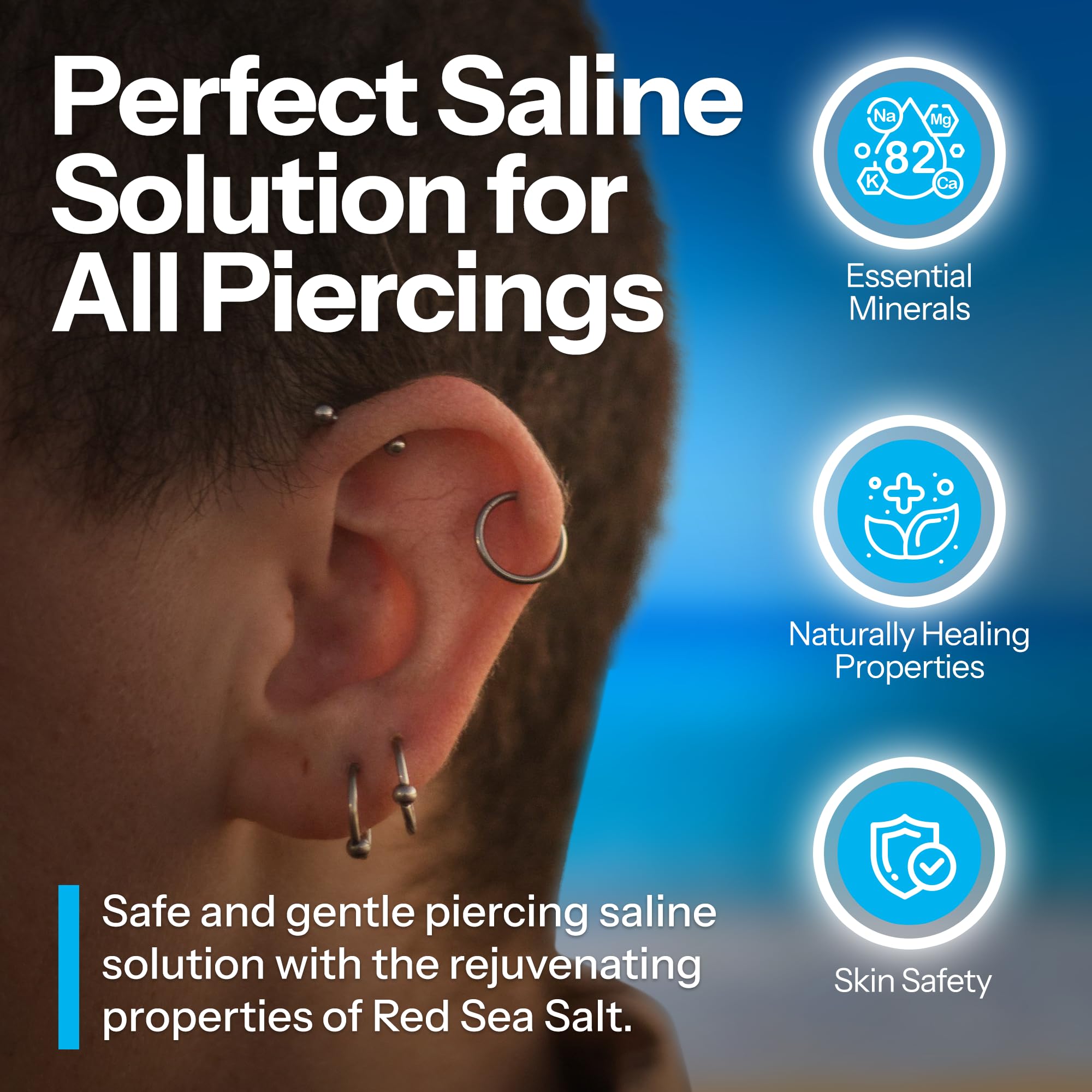 H2Ocean Piercing Aftercare Spray 4oz - Keloid Bump Removal Sea Salt Spray | for Body and Facial Piercings - Ear, Nose, Navel, Oral & Body Piercing Cleaner, Aftercare Solution for New Piercings