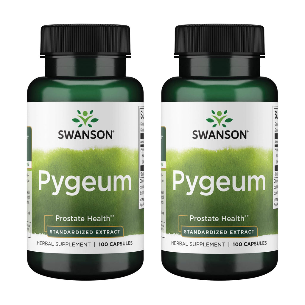 Swanson Pygeum Prostate Herbal Supplement, 100 Capsules | For Men over 40 Seeking Prostate, Bladder, and Urinary Tract Support, Combines Pygeum Bark and Pygeum Extract, Non-GMO
