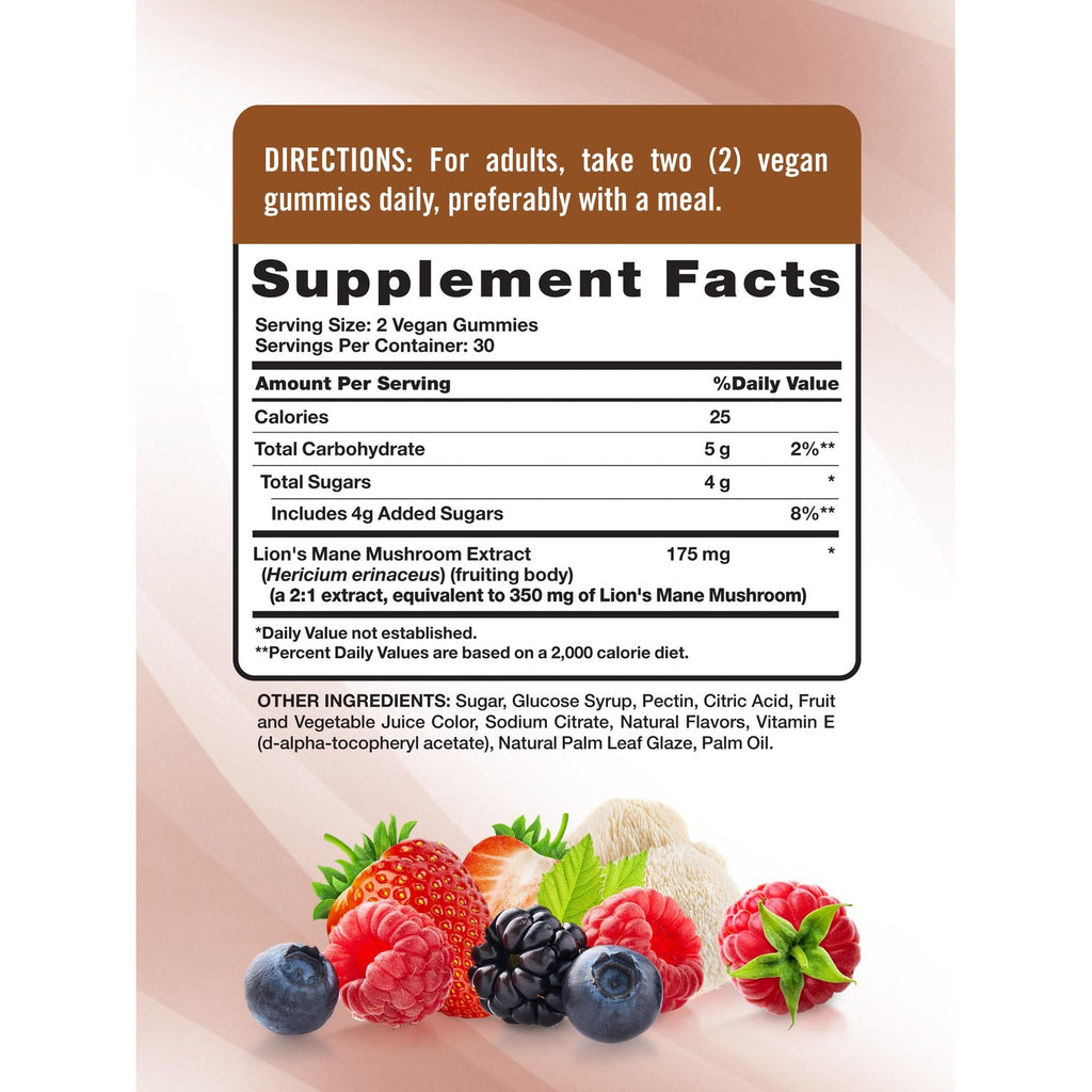 Nature's Truth Lion's Mane Gummies for Adults | 60 Count