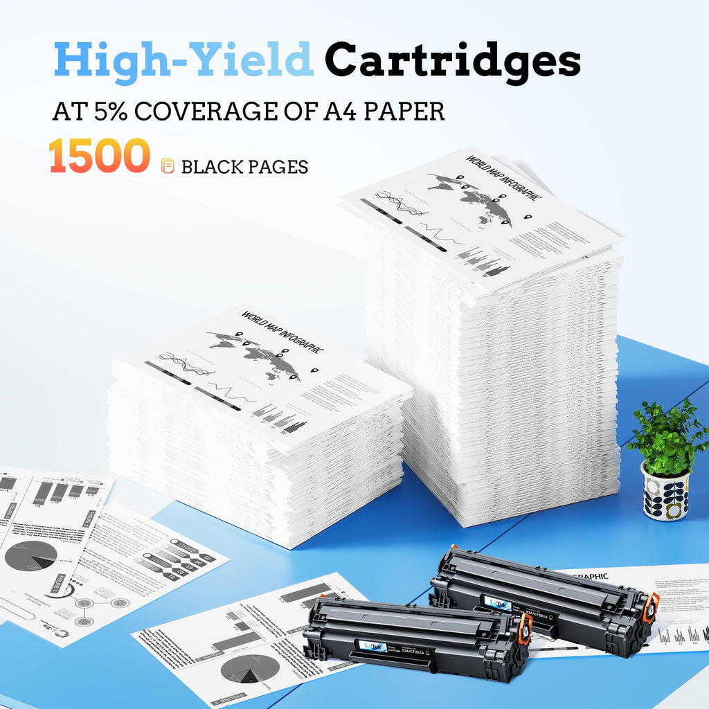 LxTek 83a Toner Cartridge Black Replacement for HP 83A CF283A 83X CF283X