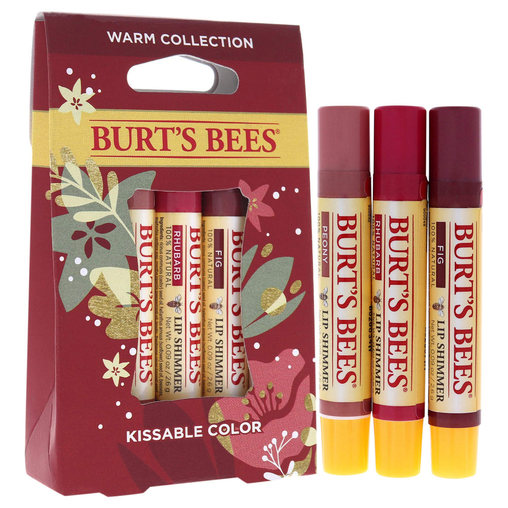 Buy now Burts Bees Kissable Color Warm Collection Unisex Lip Shimmer Peony, Rhubarb, Fig 3 oz at indiglob india