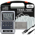TENS 7000 Pro Rechargeable Tens Unit Muscle Stimulator, 4 Channels, Back Pain Relief, 8 Electrodes/Unit Pads, EMS and TENS Machine, Muscle Recovery & Growth, Stim Machine, Electrotherapy