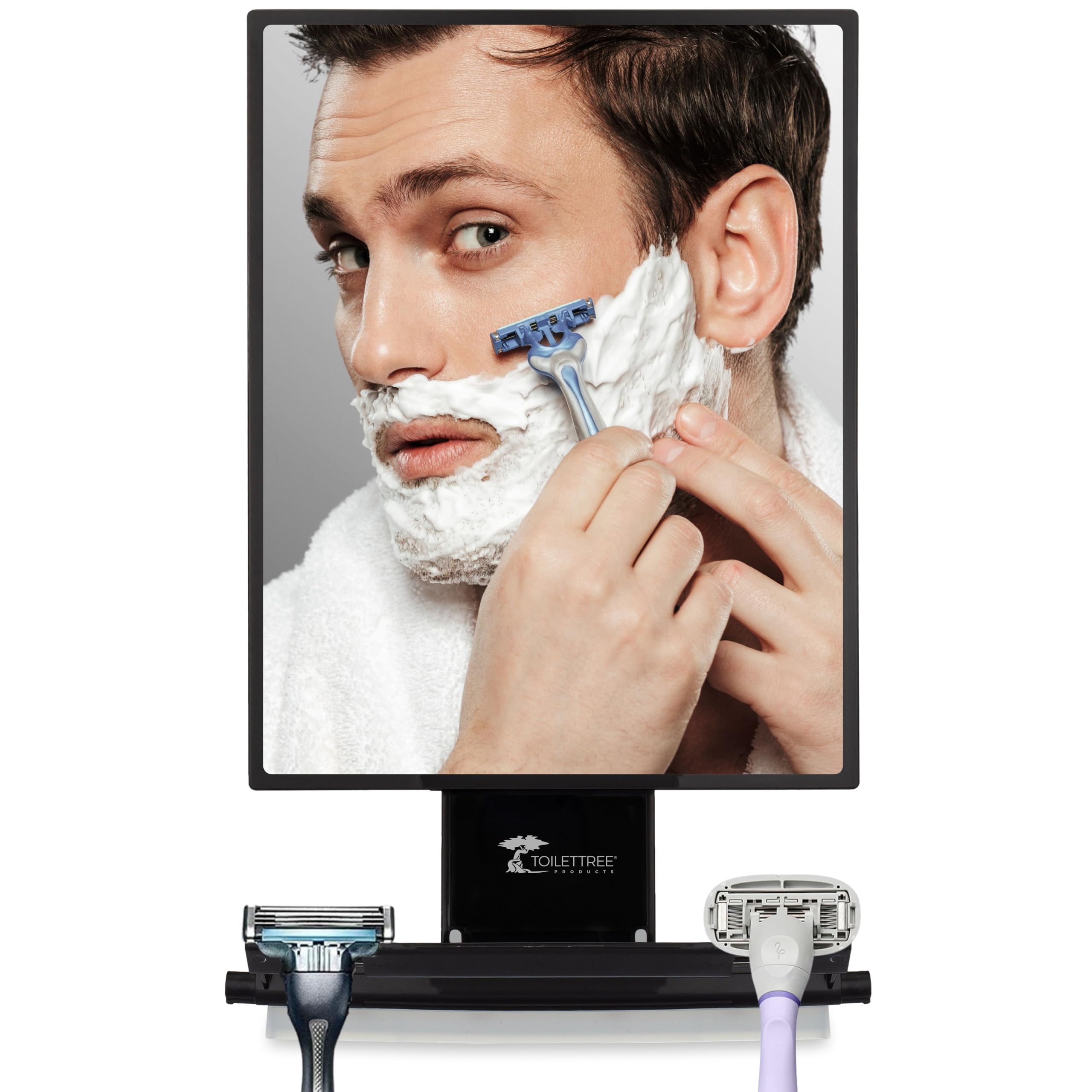 ToiletTree Products Fogless Shower Mirror - Anti-Fog Mirror - Adjustable Shaving Mirror with a Squeegee - Rust-Proof, Impact-Resistance Bathroom Shower Mirror - Tall
